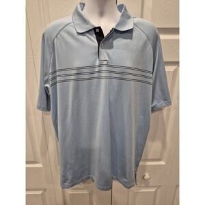 Adidas Climacool Mens XL Blue 3 Stripe Short Sleeve Golf Polo Shirt RN# 88387